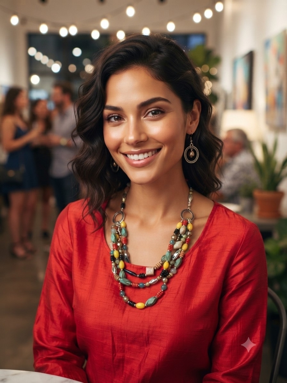 Premier Designs Multi-Color Beaded Layered Necklace And Matching Earrings